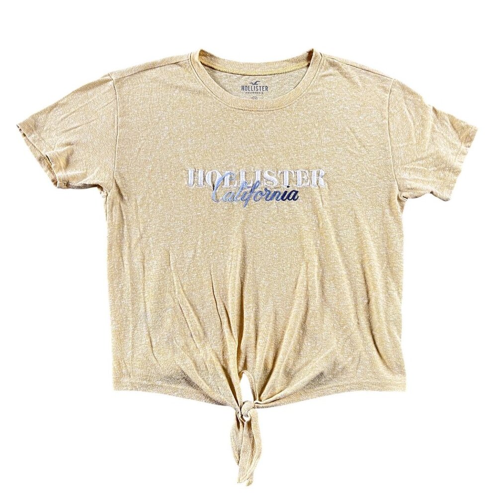 Hollister California Embroidered Tie Front Yellow Crop Top Size XS